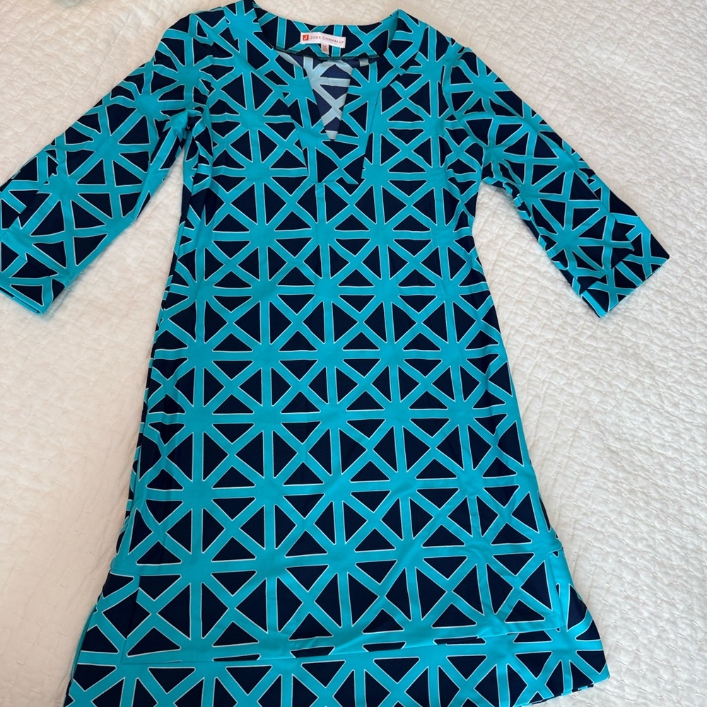 Jude Connally Teal and Navy Geometric Dress